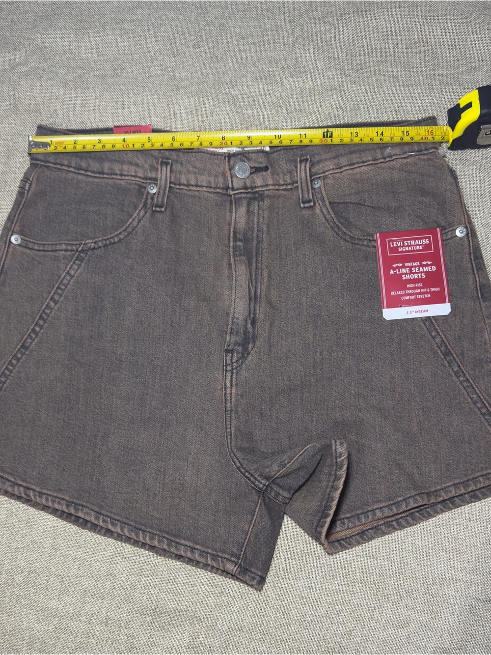 Levi Strauss Signature Vintage A-Line Seamed Shorts Brown Size 10 W30 - Picture 2 of 10